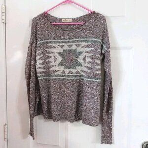 Hollister Women’s Sweater M/L Burgundy Speckled Long Sleeve Lightweight